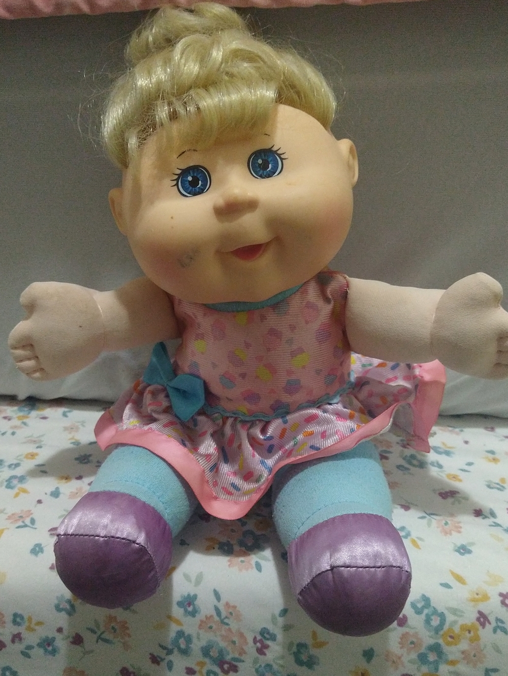 Plush Baby Doll in Pink, Blue and Purple